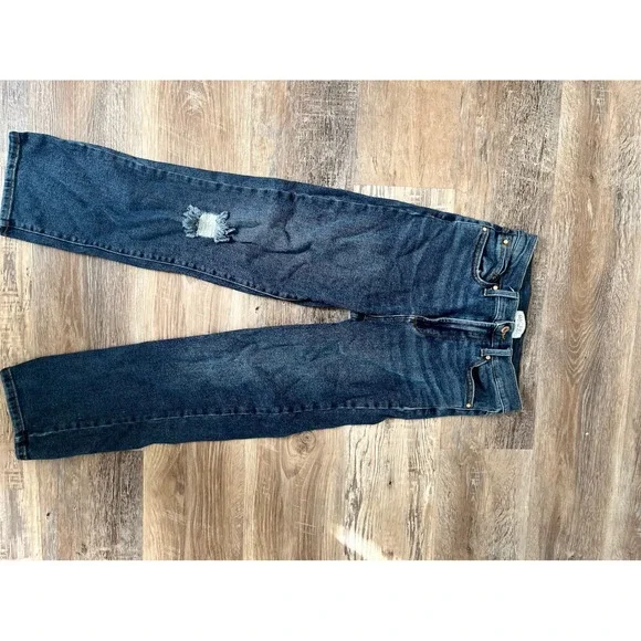 Rachel Roy Womens Straight Leg Distressed Jeans Dark Wash Denim Size 4/27 - Picture 1 of 6